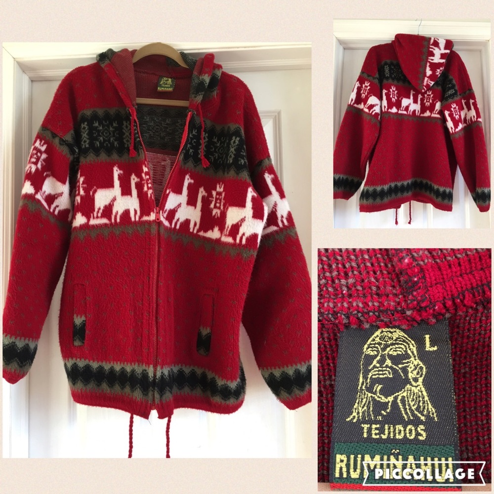 Tejidos Ruminahui Alpaca wool snowflake print coat